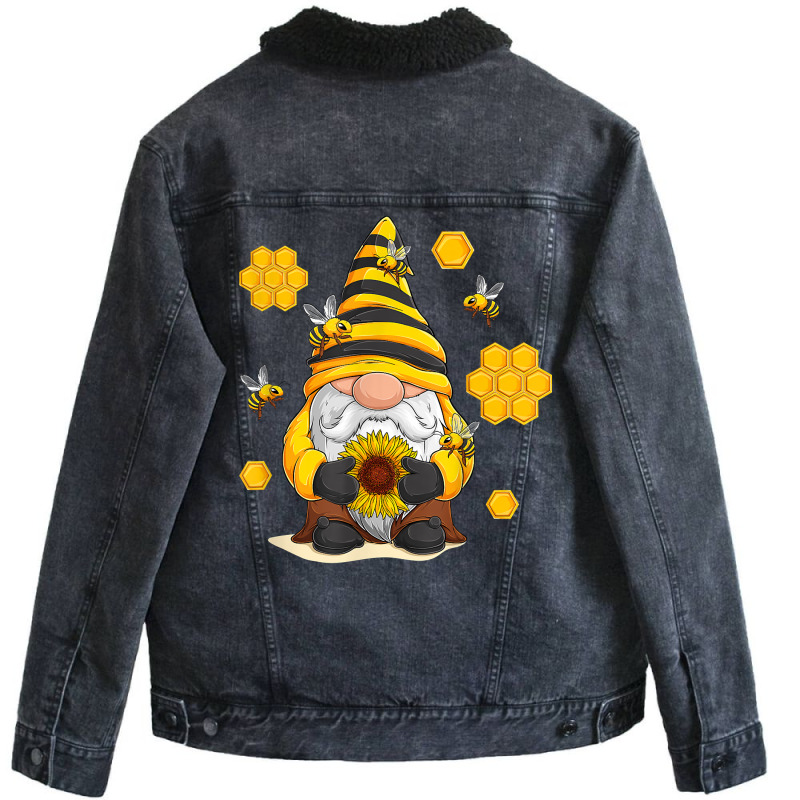 Sunflower Gnome With Bee And Honey Hippie T Shirt Unisex Sherpa-lined Denim Jacket | Artistshot