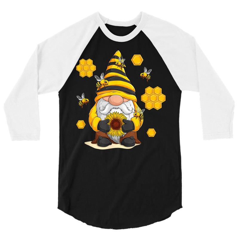 Sunflower Gnome With Bee And Honey Hippie T Shirt 3/4 Sleeve Shirt | Artistshot