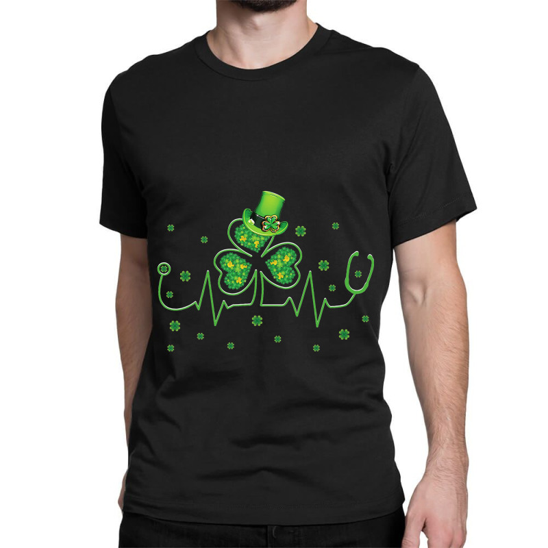 St Patricks Day Clover Heartbeat Irish Nurse Shamr Classic T-shirt | Artistshot