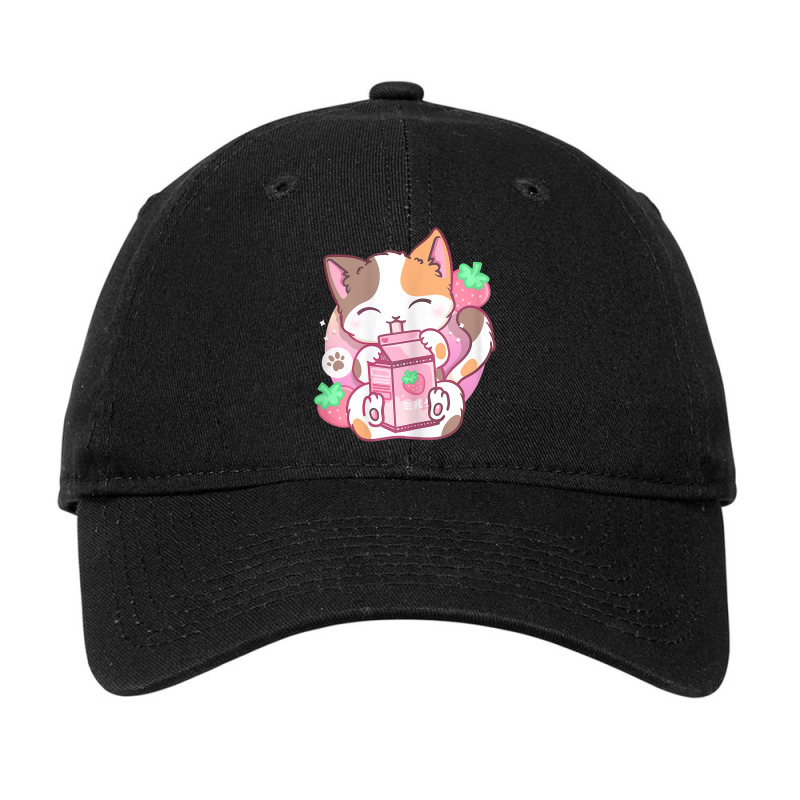 Strawberry Shake Strawberry Milk Cat Kawaii Neko A Adjustable Cap by arainro | Artistshot