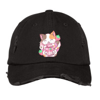 Strawberry Shake Strawberry Milk Cat Kawaii Neko A Vintage Cap | Artistshot