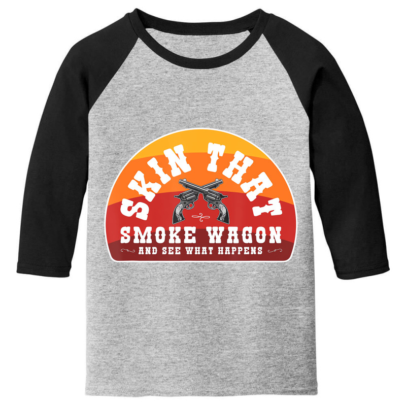 Skin That Smoke Wagon Retro Desert Sunset Western Youth 3/4 Sleeve | Artistshot