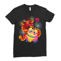 Happy Chinese New Year 2023 Lion Dragon Dance Luna Ladies Fitted T-shirt | Artistshot