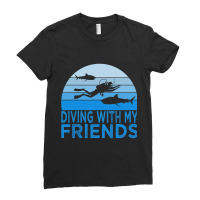 Funny Scuba Diver Swimming Freediving Shark Diving Ladies Fitted T-shirt | Artistshot