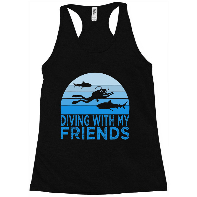 Funny Scuba Diver Swimming Freediving Shark Diving Racerback Tank by JESSICASIMONSEN | Artistshot