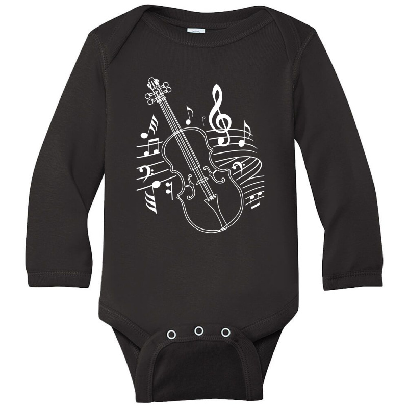 Violin Musical Note   Violin Player Violinist Musi Long Sleeve Baby Bodysuit by skw art | Artistshot