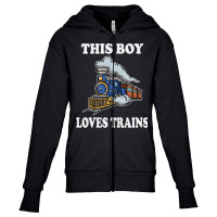 This Boy Loves Trains Gift Train Wagon Lover Gifts Youth Zipper Hoodie | Artistshot