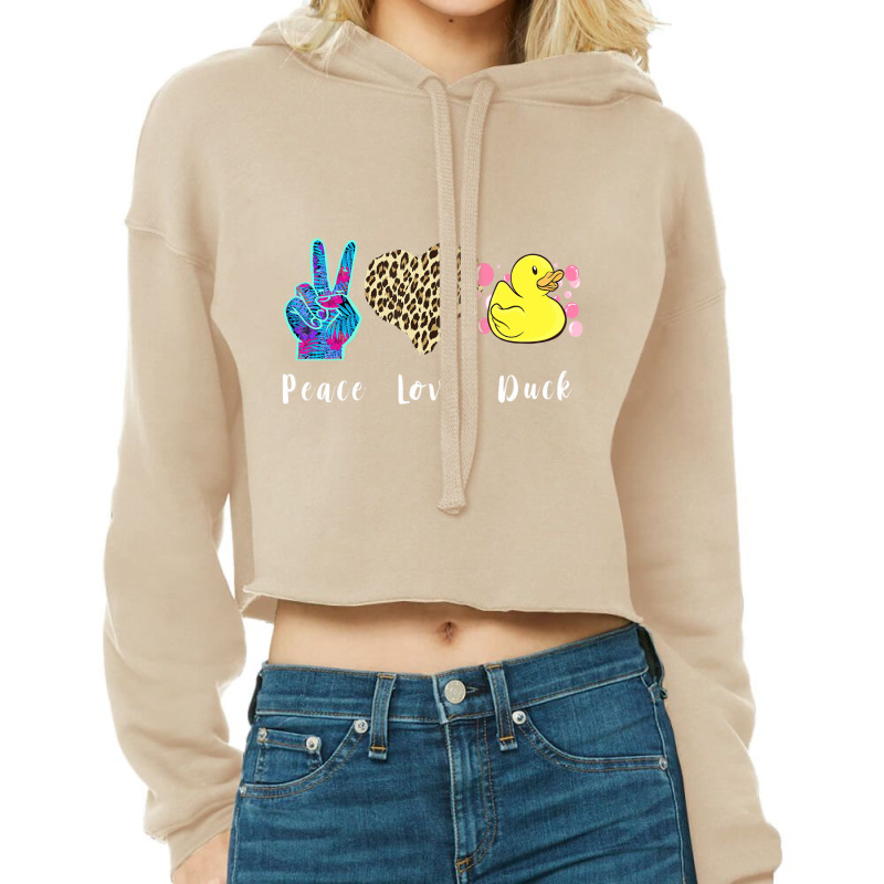 Rubber Duck Leopard Heart Peace Yellow Rubber Duck Cropped Hoodie by holden | Artistshot