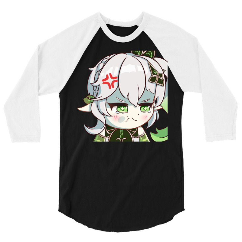 Chibi Nahida Mad & Angry 3/4 Sleeve Shirt by trhonyjarezm | Artistshot