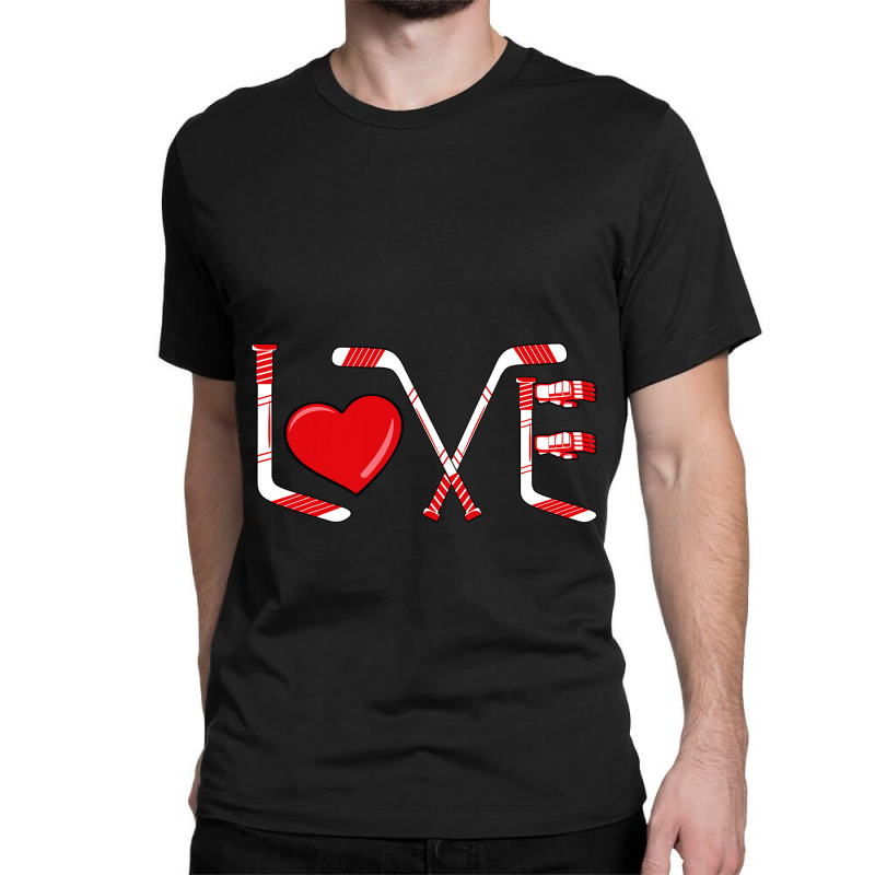 Funny Valentines Day Player Goalie Ice Hockey Hear Classic T-shirt by JESSICASIMONSEN | Artistshot