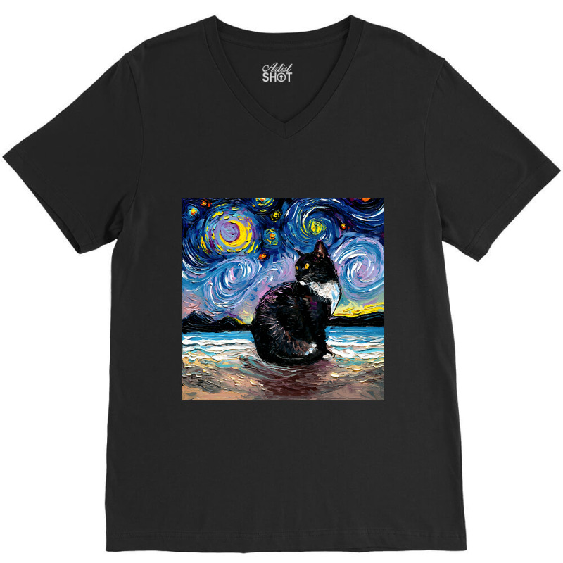 Trending Black Tuxedo Cat Night 2 V-neck Tee | Artistshot