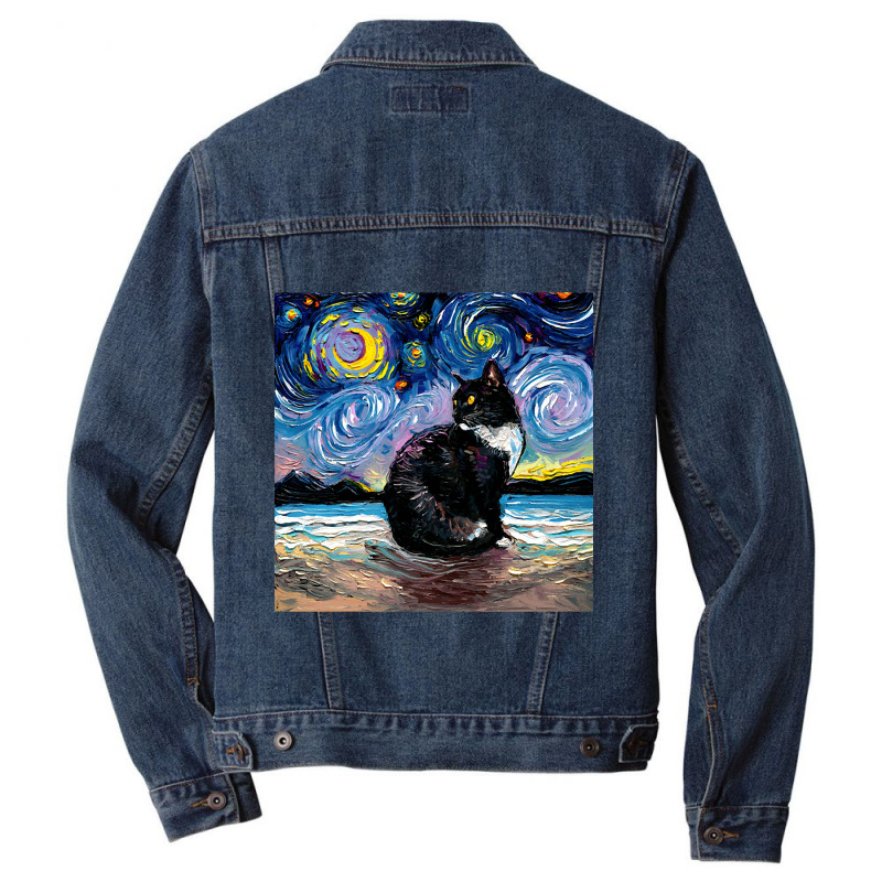 Trending Black Tuxedo Cat Night 2 Men Denim Jacket | Artistshot