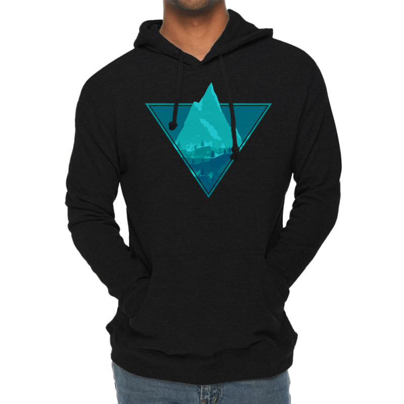 Blue Aesthetic Mountain Lightweight Hoodie | Artistshot