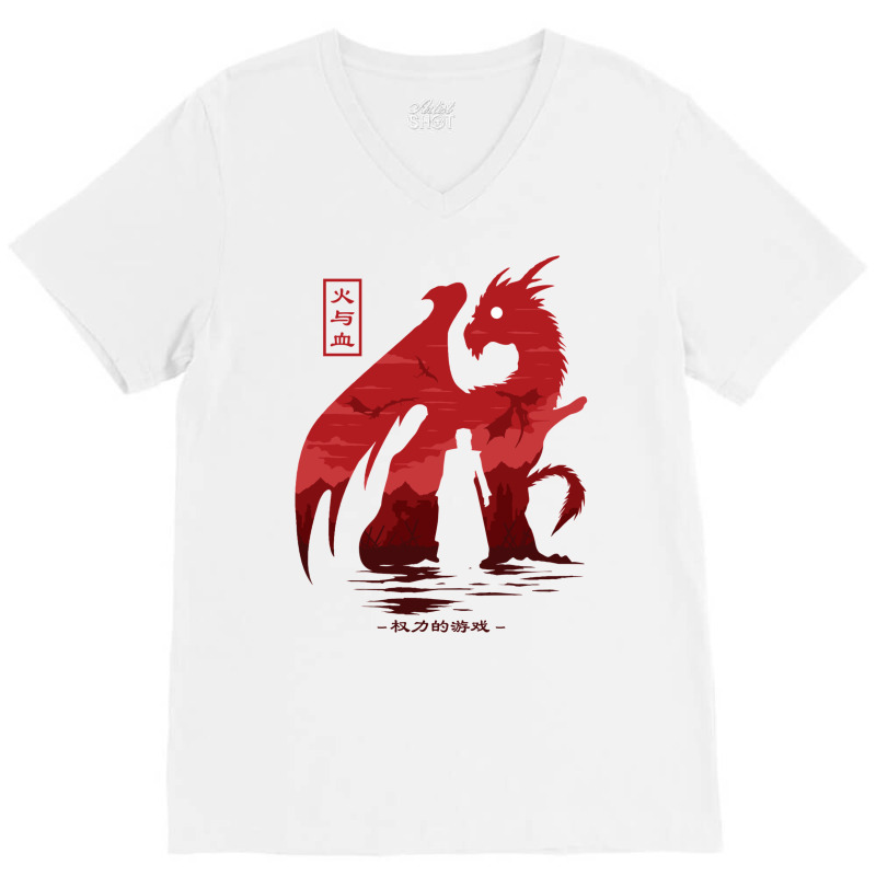 Fire And Blood V-Neck Tee by elmirnaswaa | Artistshot