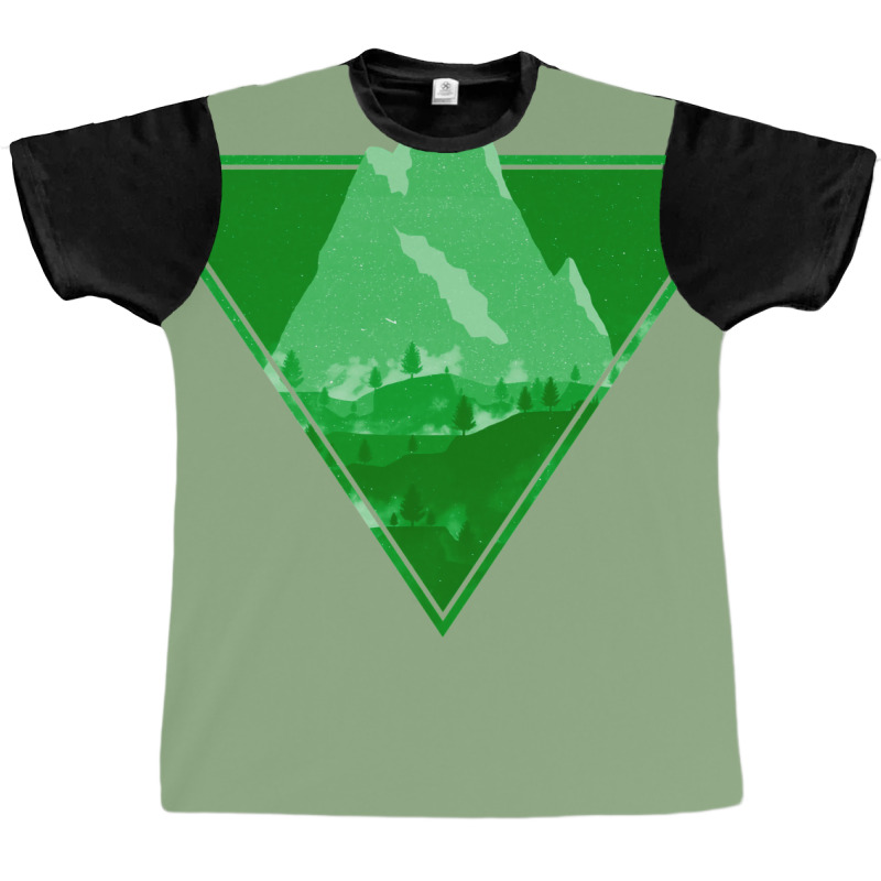 Green Aesthetic Mountain Graphic T-shirt | Artistshot