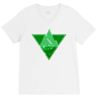 Green Aesthetic Mountain V-neck Tee | Artistshot