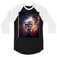 Fire Skull 3/4 Sleeve Shirt | Artistshot