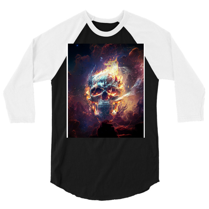 Fire Skull 3/4 Sleeve Shirt by elmirnaswaa | Artistshot