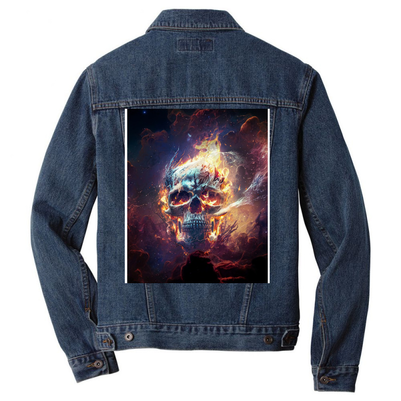 Fire Skull Men Denim Jacket by elmirnaswaa | Artistshot