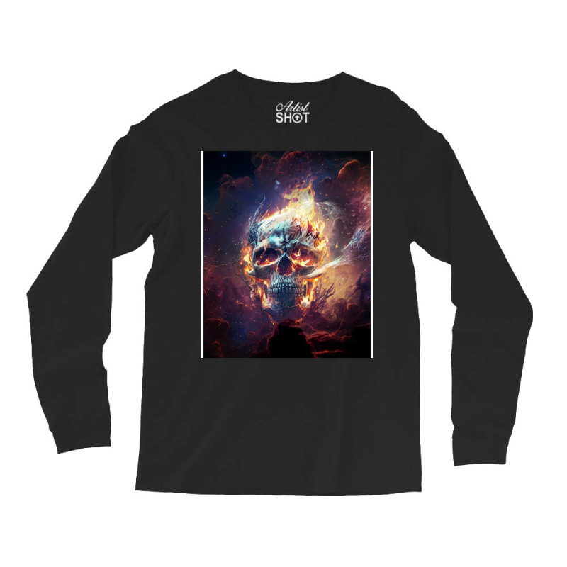 Fire Skull Long Sleeve Shirts by elmirnaswaa | Artistshot