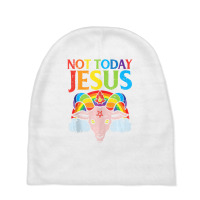 Today Not Jesus Satan Goat Satanic Rainbow Satanis Baby Beanies | Artistshot