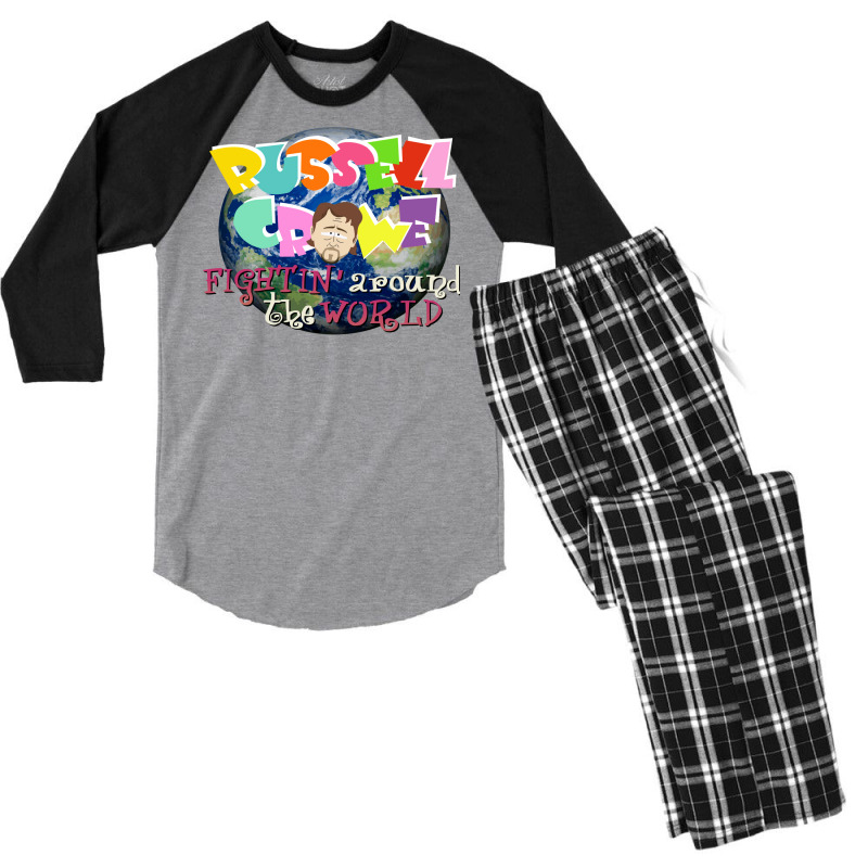 Russel Crowe Fightin' Around The World (south Park Men's 3/4 Sleeve Pajama Set | Artistshot