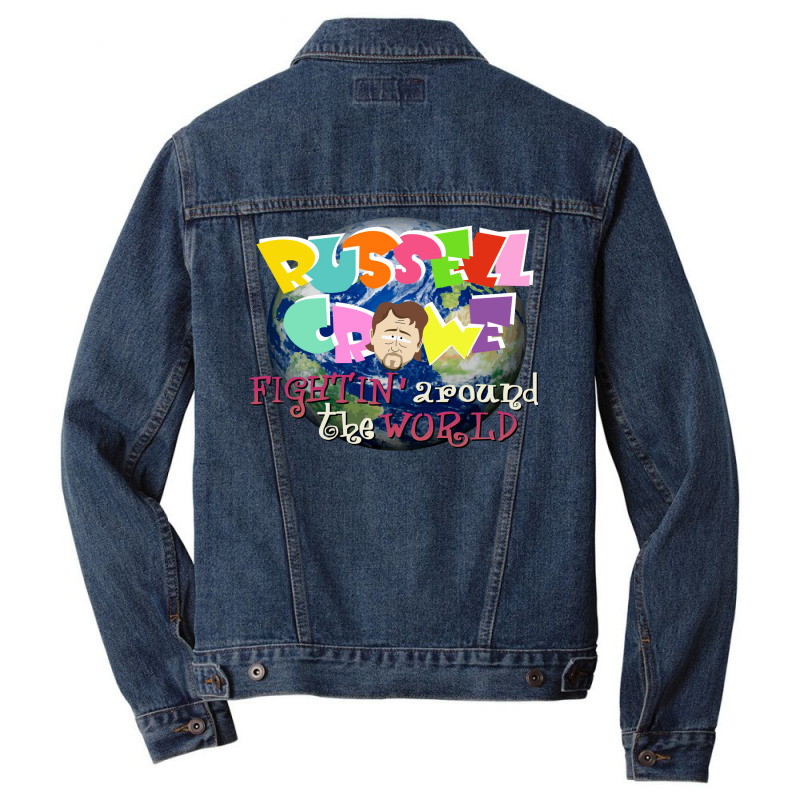 Russel Crowe Fightin' Around The World (south Park Men Denim Jacket | Artistshot