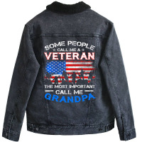 Proud Army Veteran Grandpa Fathers Day Shirt Gifts Unisex Sherpa-lined Denim Jacket | Artistshot