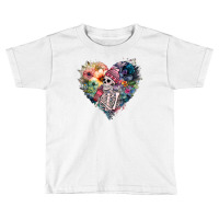 Valentines Day Vintage Flowers Heart Skeleton T Sh Toddler T-shirt | Artistshot