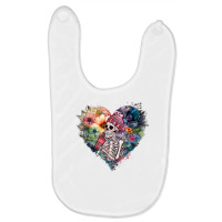 Valentines Day Vintage Flowers Heart Skeleton T Sh Baby Bibs | Artistshot