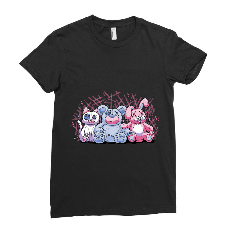 Goth Pastel Creepy Rabbit Teddy Bear Cat Voodoo Do Ladies Fitted T-Shirt by JESSICASIMONSEN | Artistshot