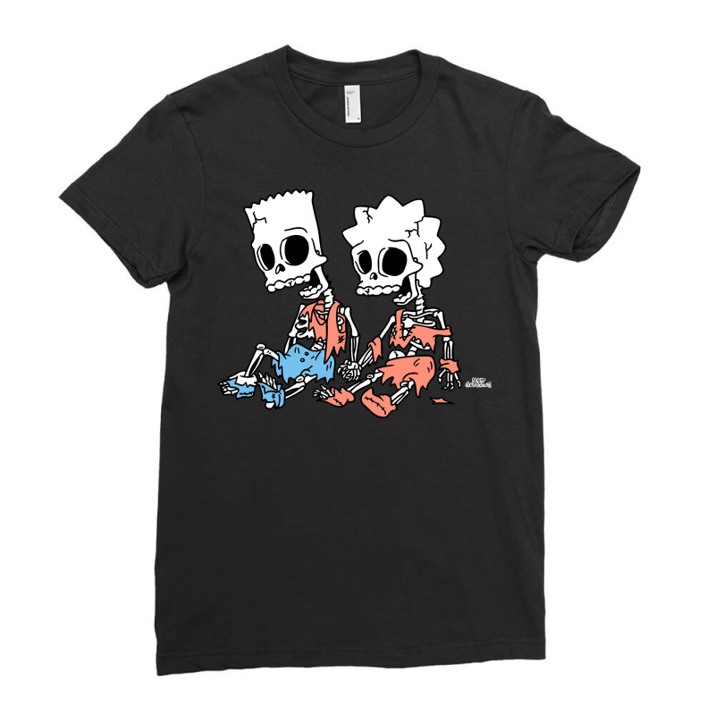 The Simpsons Bart And Lisa Skeletons Treehouse Of Ladies Fitted T-Shirt by saterseim | Artistshot