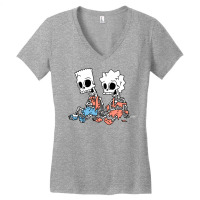 The Simpsons Bart And Lisa Skeletons Treehouse Of Women's V-neck T-shirt | Artistshot