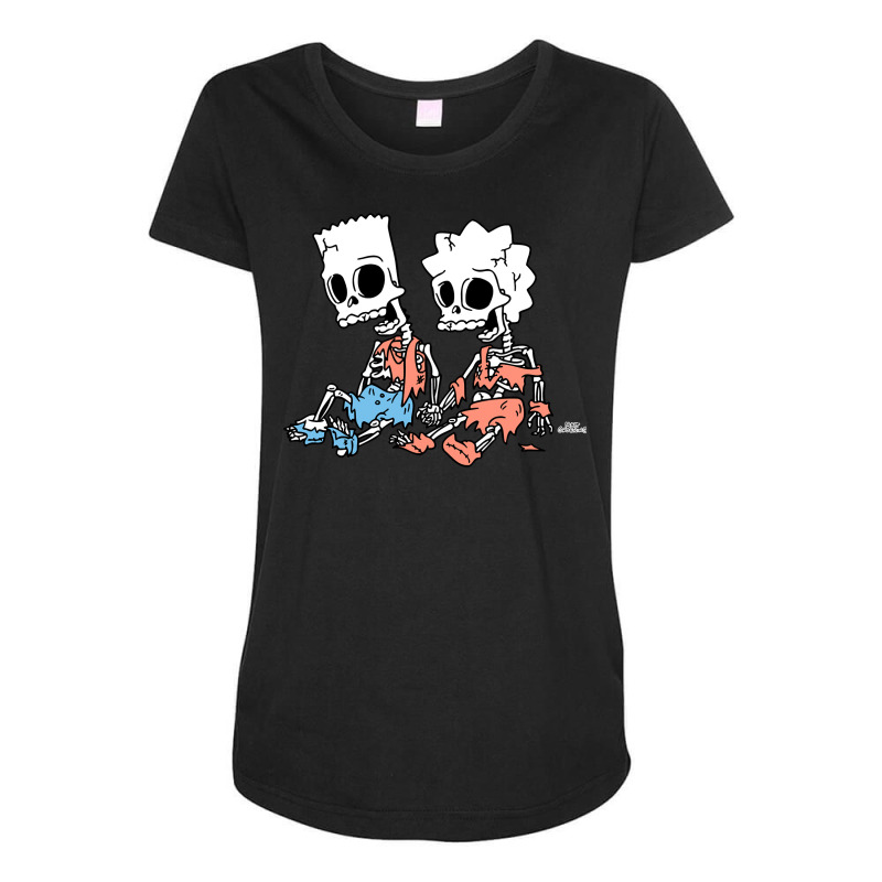 The Simpsons Bart And Lisa Skeletons Treehouse Of Maternity Scoop Neck T-shirt by saterseim | Artistshot