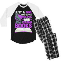 Reading Lovers Wolf Lovers Bookworms Book Lovers Men's 3/4 Sleeve Pajama Set | Artistshot