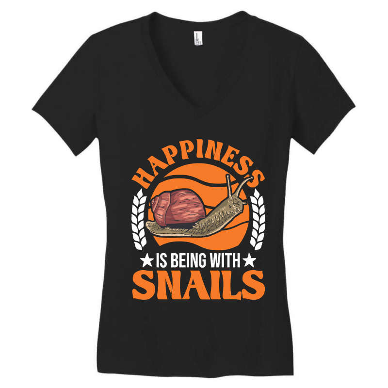 Limited Edition Happiness Is Being With Snails Sna Women's V-Neck T-Shirt by rebeccacameron | Artistshot