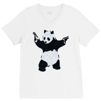 Banksy Panda With Guns V-neck Tee | Artistshot