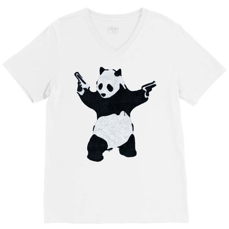 Banksy Panda With Guns V-Neck Tee by venooskafilav | Artistshot