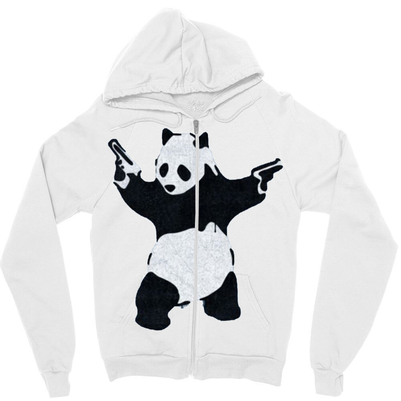 Banksy Panda With Guns Zipper Hoodie by venooskafilav | Artistshot