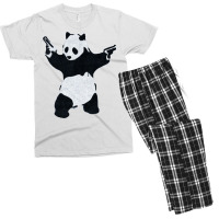 Banksy Panda With Guns Men's T-shirt Pajama Set | Artistshot