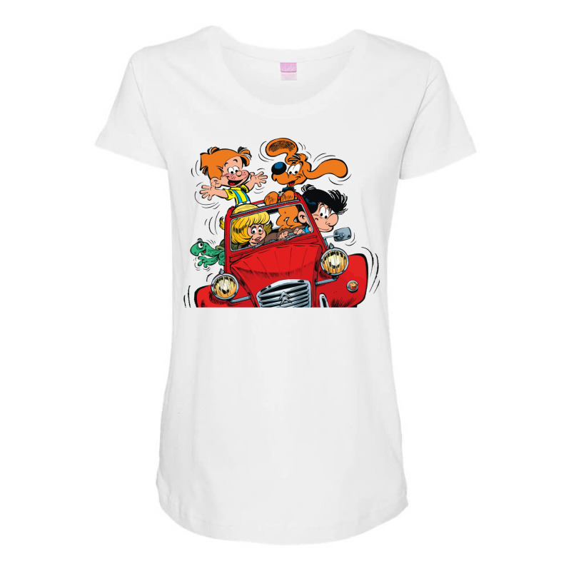 Boule Et Bill (billy And Buddy) In The Car Maternity Scoop Neck T-shirt by venooskafilav | Artistshot