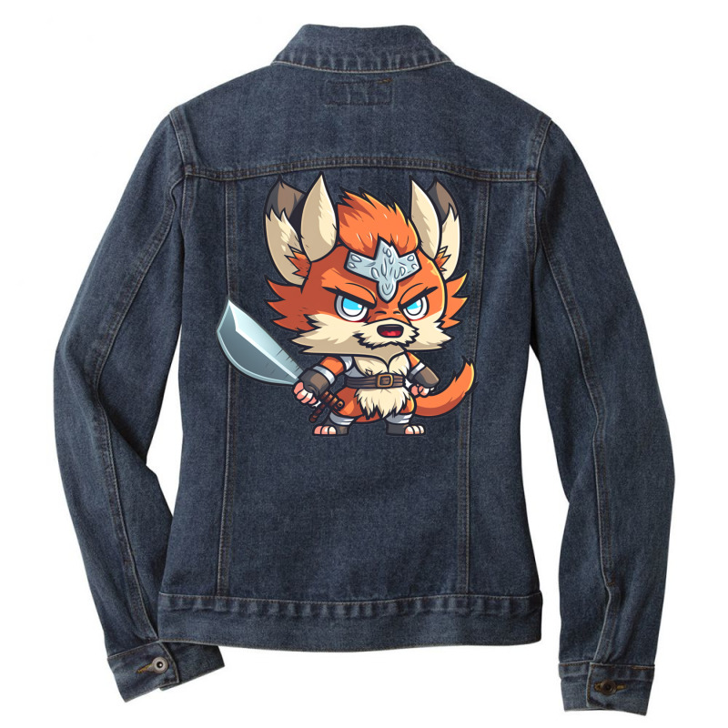 Chibi Fox D&d Barbarian Class  Dnd Animal Clas Ladies Denim Jacket by aiokgoqid | Artistshot