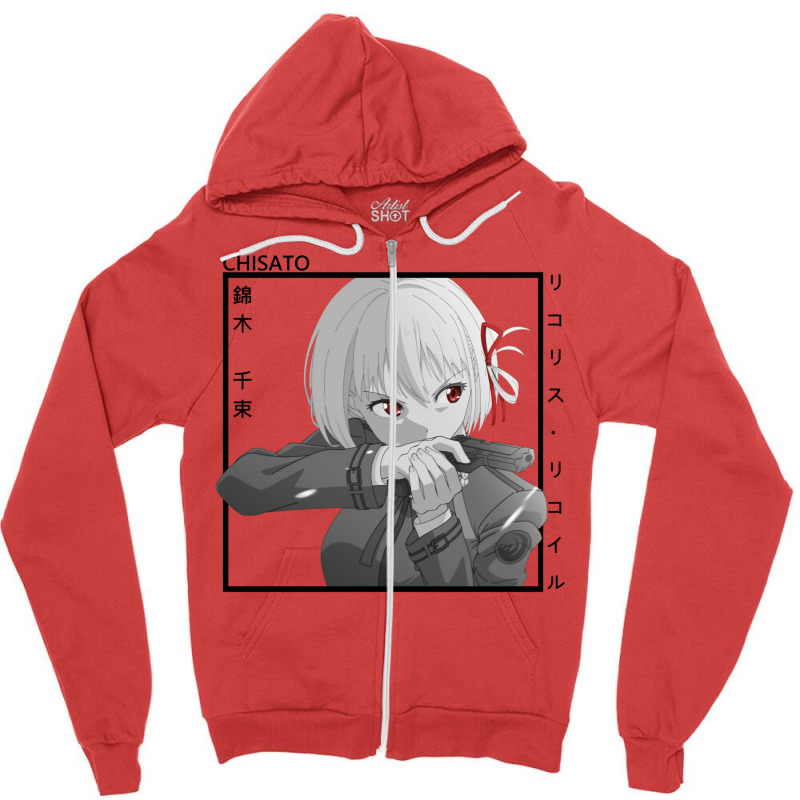 Chisato Nishikigi   Lycoris Recoil Zipper Hoodie by venooskafilav | Artistshot