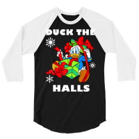 Duck The Halls Christmas Portrait 3/4 Sleeve Shirt | Artistshot