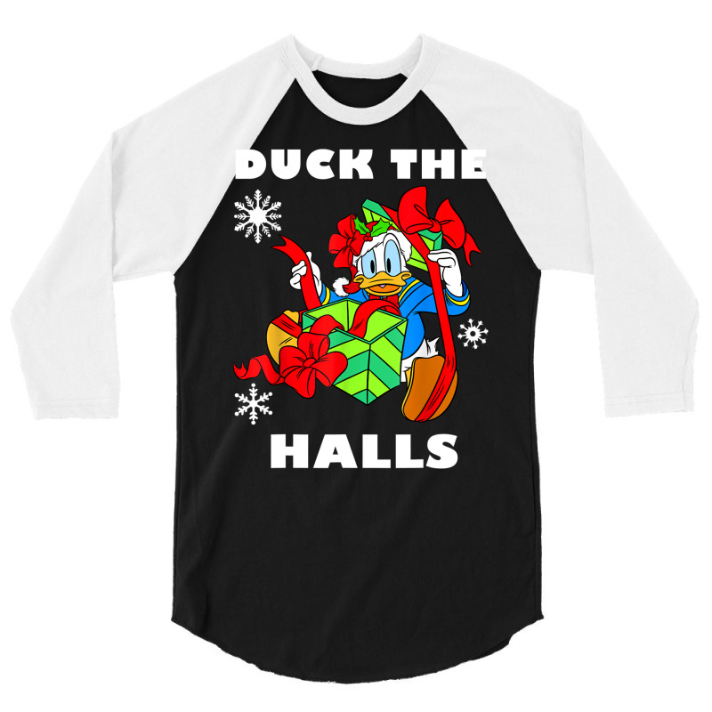 Duck The Halls Christmas Portrait 3/4 Sleeve Shirt by venooskafilav | Artistshot