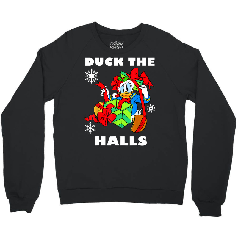 Duck The Halls Christmas Portrait Crewneck Sweatshirt by venooskafilav | Artistshot