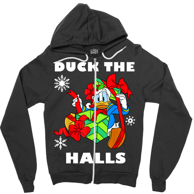 Duck The Halls Christmas Portrait Zipper Hoodie by venooskafilav | Artistshot