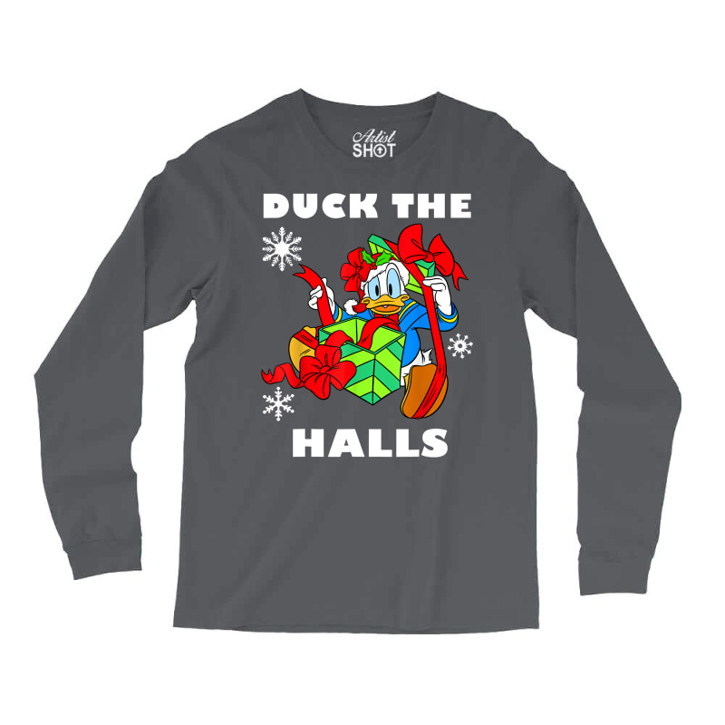 Duck The Halls Christmas Portrait Long Sleeve Shirts by venooskafilav | Artistshot