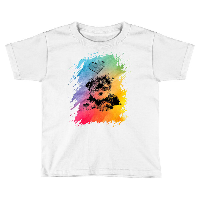 Shirt With Yorkie Dog Motif Colour Gradient Heart Toddler T-shirt by galloywa | Artistshot