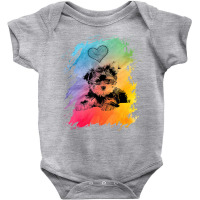 Shirt With Yorkie Dog Motif Colour Gradient Heart Baby Bodysuit | Artistshot